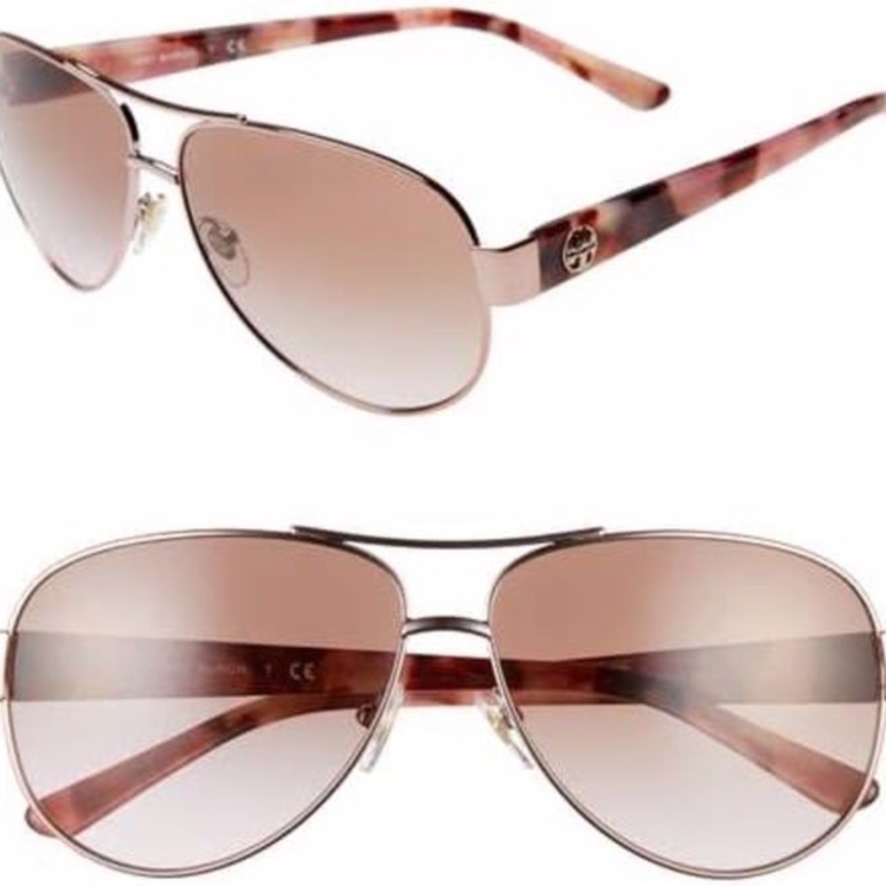 Tory Burch Aviator Sunglasses with signature orange case